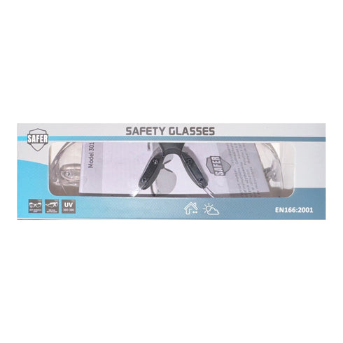 Ochelari de protectie SAFER cu lentile anti-zgarieturi, Filtru UV 360-380, Transparenti